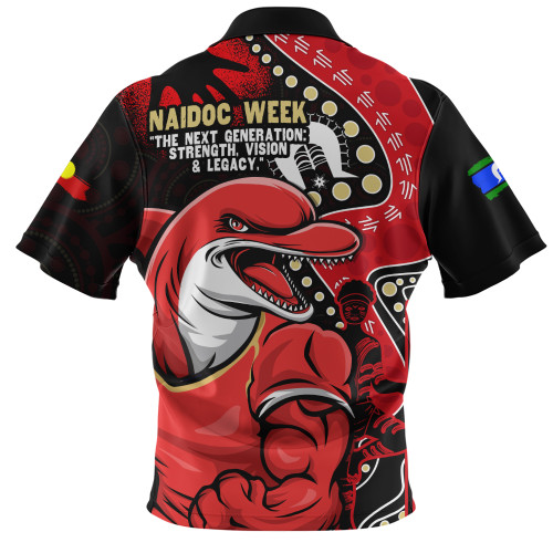 Redcliffe Dolphins Zip Polo Shirt NAIDOC Indigenous Warrior Spirit