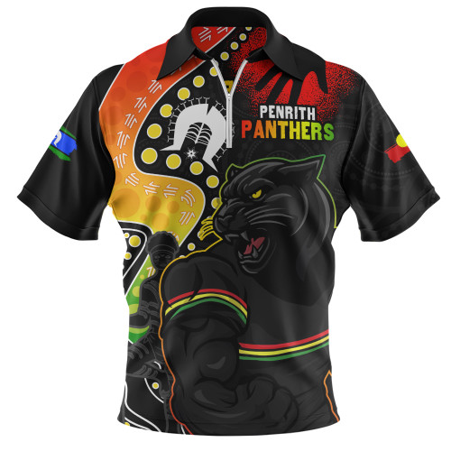 Penrith Panthers Zip Polo Shirt NAIDOC Indigenous Warrior Spirit