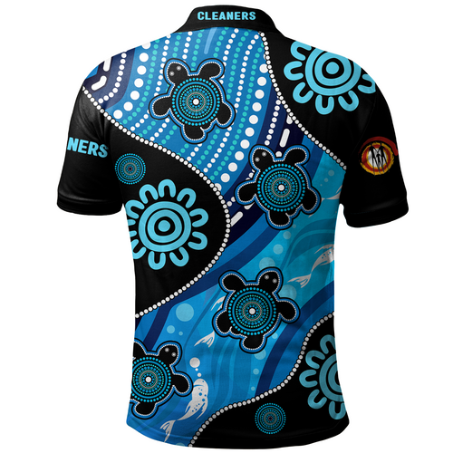 (Custom) Indigenous Australian Aboriginal Polo Shirt Aboriginal Inspired Dreamtime River And Turtles Dot Art Painting