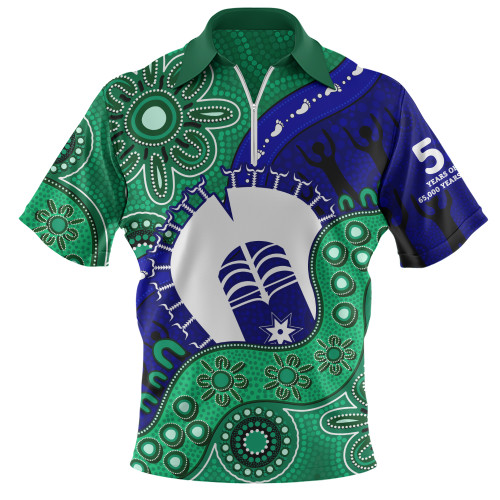 Indigenous Australian Aboriginal Zip Polo Shirt Shared Journey Spirit And Country