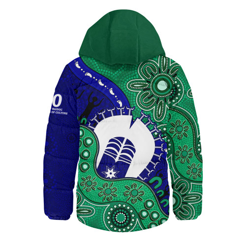 Indigenous Australian Aboriginal Hooded Padded Jacket Shared Journey Spirit And Country