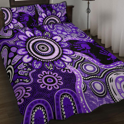 Indigenous Australian Aboriginal Quilt Bed Set Aboriginal Dot Art Painting Unity Concept