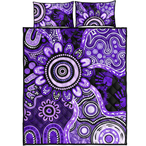 Indigenous Australian Aboriginal Quilt Bed Set Aboriginal Dot Art Painting Unity Concept