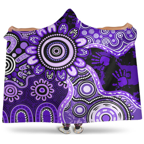 Indigenous Australian Aboriginal Hooded Blanket Aboriginal Dot Art Painting Unity Concept