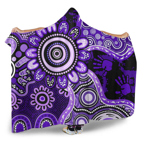 Indigenous Australian Aboriginal Hooded Blanket Aboriginal Dot Art Painting Unity Concept