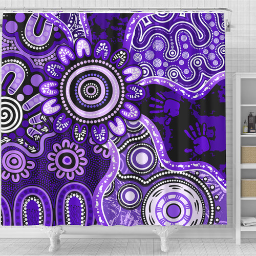 Indigenous Australian Aboriginal Shower Curtain Aboriginal Dot Art Painting Unity Concept