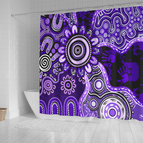 Indigenous Australian Aboriginal Shower Curtain Aboriginal Dot Art Painting Unity Concept