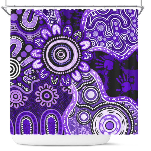 Indigenous Australian Aboriginal Shower Curtain Aboriginal Dot Art Painting Unity Concept