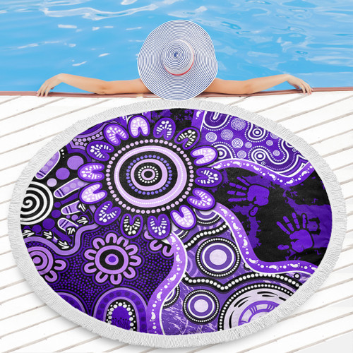 Indigenous Australian Aboriginal Beach Blanket Aboriginal Dot Art Painting Unity Concept