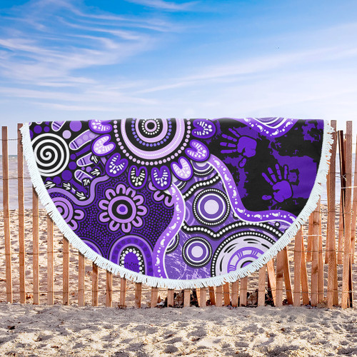 Indigenous Australian Aboriginal Beach Blanket Aboriginal Dot Art Painting Unity Concept
