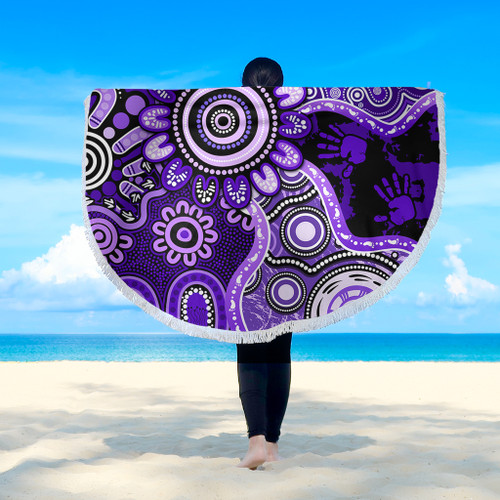 Indigenous Australian Aboriginal Beach Blanket Aboriginal Dot Art Painting Unity Concept