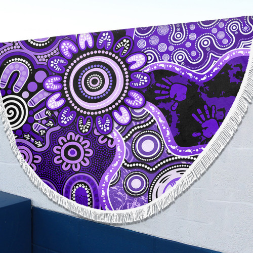 Indigenous Australian Aboriginal Beach Blanket Aboriginal Dot Art Painting Unity Concept