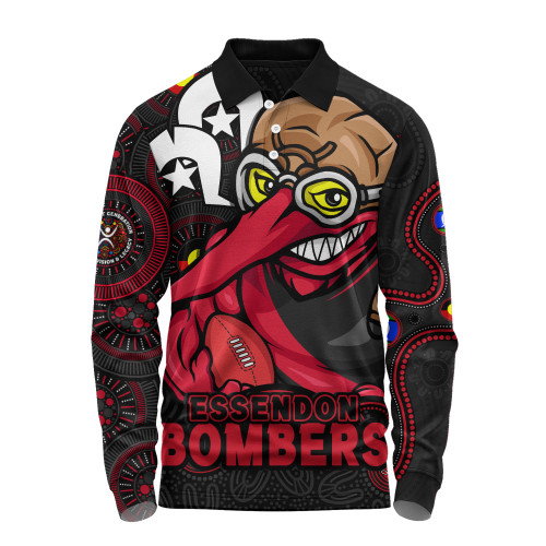Essendon Long Sleeve Polo Shirt NAIDOC Spirit Of Country