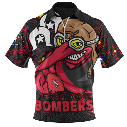 Essendon Zip Polo Shirt NAIDOC Spirit Of Country