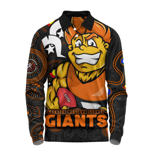GWS GIANTS Long Sleeve Polo Shirt NAIDOC Spirit Of Country