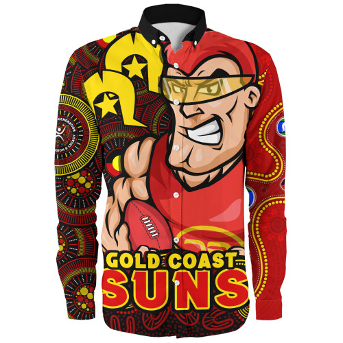 Gold Coast SUNS Long Sleeve Shirt NAIDOC Spirit Of Country