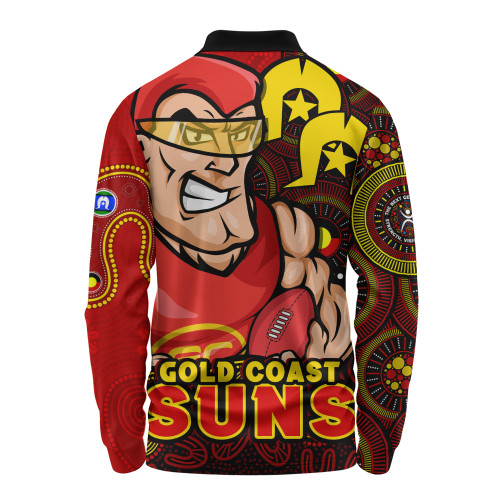 Gold Coast SUNS Long Sleeve Polo Shirt NAIDOC Spirit Of Country