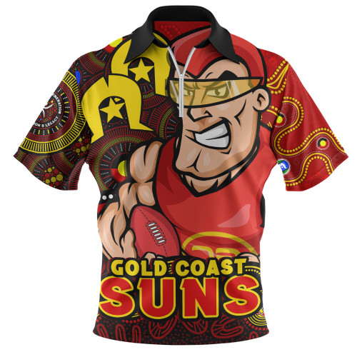 Gold Coast SUNS Zip Polo Shirt NAIDOC Spirit Of Country