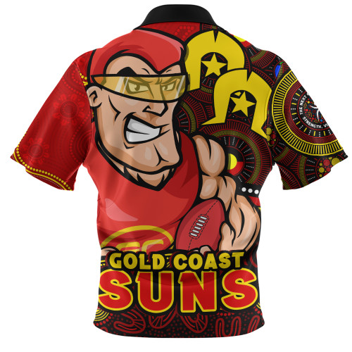 Gold Coast SUNS Zip Polo Shirt NAIDOC Spirit Of Country Gold Coast SUNS Zip Polo Shirt NAIDOC Spirit Of Country