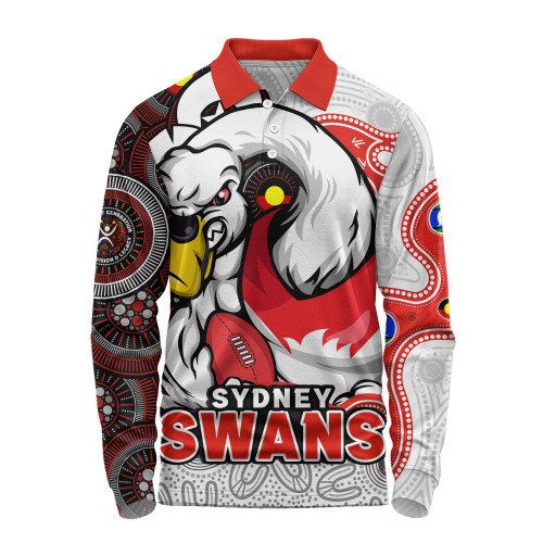 Sydney Swans Long Sleeve Polo Shirt NAIDOC Spirit Of Country