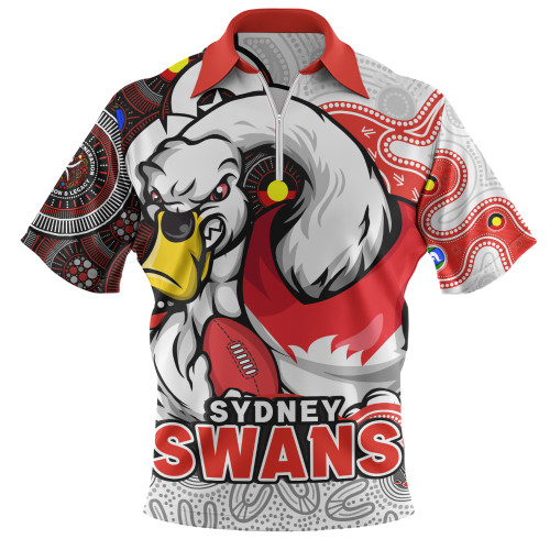 Sydney Swans Zip Polo Shirt NAIDOC Spirit Of Country