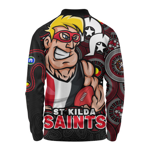 St Kilda Long Sleeve Polo Shirt NAIDOC Spirit Of Country St Kilda Long Sleeve Polo Shirt NAIDOC Spirit Of Country
