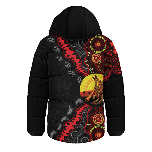 Indigenous Australian Aboriginal Hooded Padded Jacket Didgeridoo Sunset Dreaming Indigenous Australian Aboriginal Hooded Padded Jacket Didgeridoo Sunset Dreaming