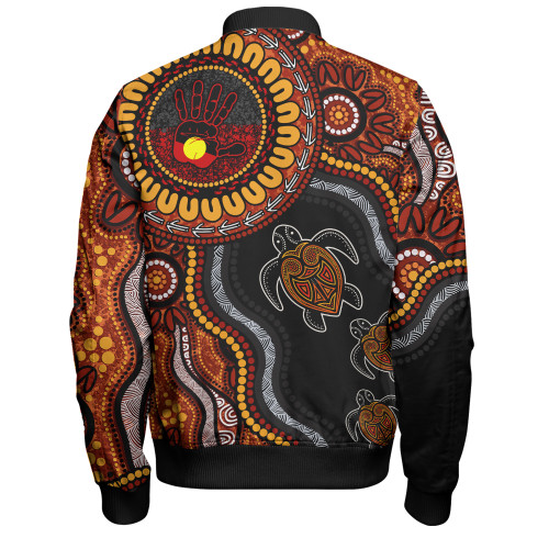 Indigenous Australian Aboriginal Bomber Jacket Hand Of The Land Heart Of The Sea