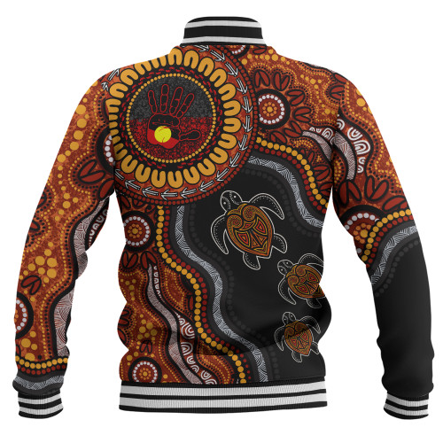 Indigenous Australian Aboriginal Baseball Jacket Hand Of The Land Heart Of The Sea Indigenous Australian Aboriginal Baseball Jacket Hand Of The Land Heart Of The Sea