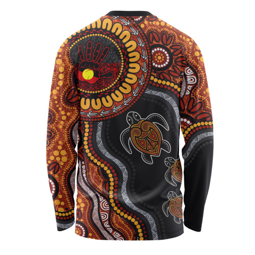 Indigenous Australian Aboriginal Long Sleeve T-shirt Hand Of The Land Heart Of The Sea