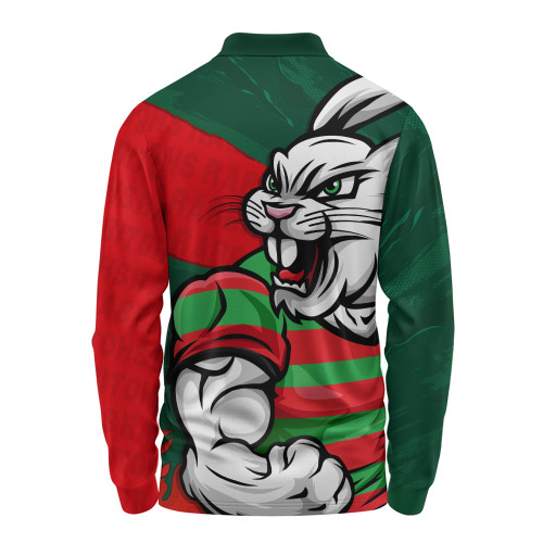 South Sydney Rabbitohs Long Sleeve Polo Shirt Defend The Pride