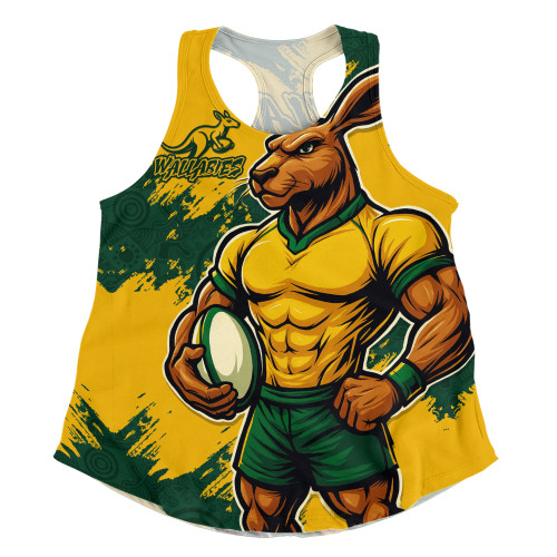 Aussie Wallabies Women Racerback Singlet Wallabies Kangaroo Power Rugby