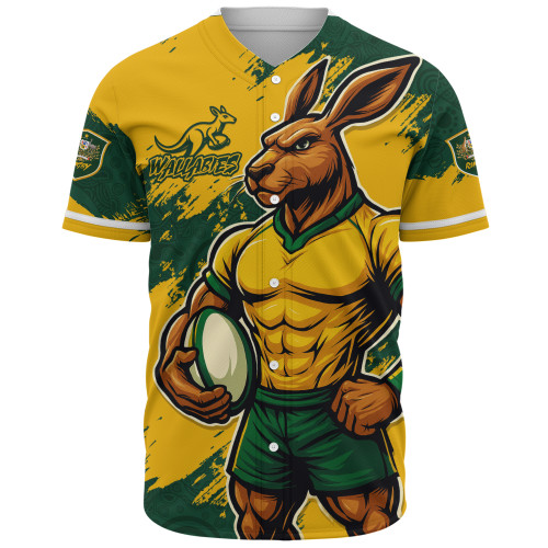 Aussie Wallabies Baseball Shirt Wallabies Kangaroo Power Rugby