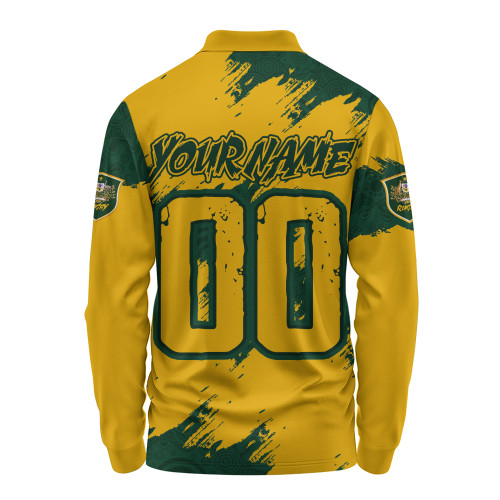 Aussie Wallabies Long Sleeve Polo Shirt Wallabies Kangaroo Power Rugby