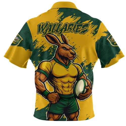 Aussie Wallabies Zip Polo Shirt Wallabies Kangaroo Power Rugby Aussie Wallabies Zip Polo Shirt Wallabies Kangaroo Power Rugby