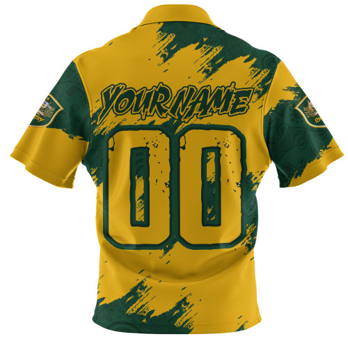 Aussie Wallabies Zip Polo Shirt Wallabies Kangaroo Power Rugby