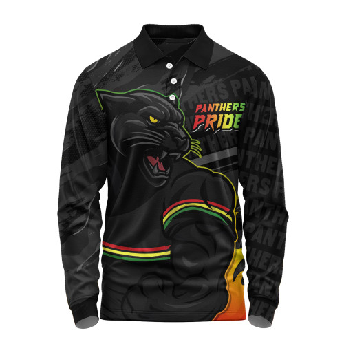 Penrith Panthers Long Sleeve Polo Shirt Defend The Pride