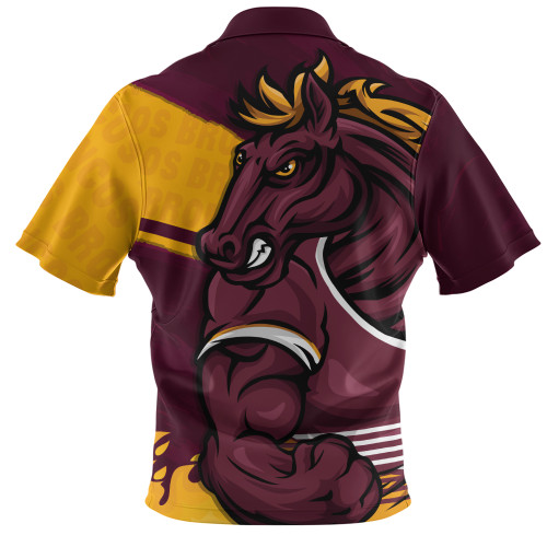 Brisbane Broncos Zip Polo Shirt Defend The Pride Brisbane Broncos Zip Polo Shirt Defend The Pride