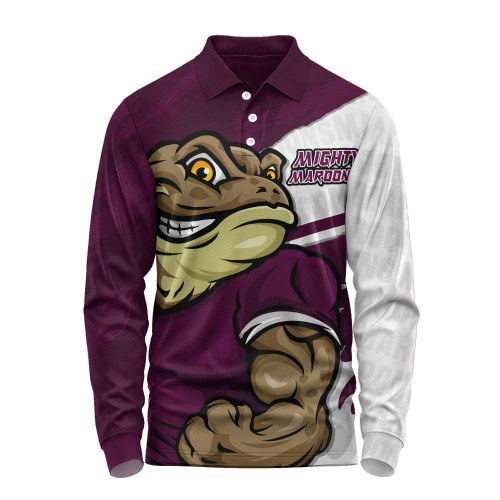 Queensland Maroons Long Sleeve Polo Shirt Defend The Pride