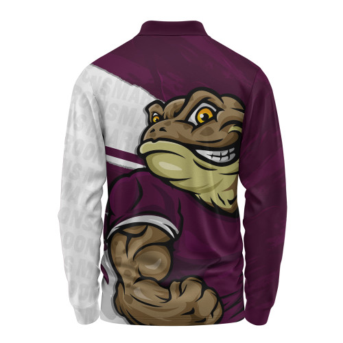 Queensland Maroons Long Sleeve Polo Shirt Defend The Pride