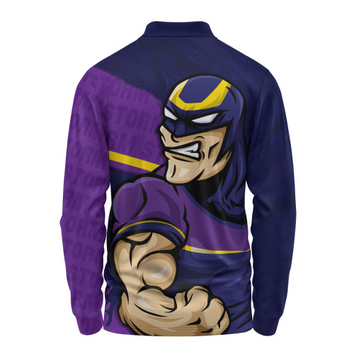 Melbourne Storm Long Sleeve Polo Shirt Defend The Pride