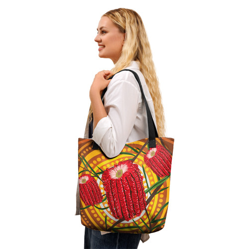 Indigenous Australian Aboriginal Tote Bag Banksia Blaze Indigenous Australian Aboriginal Tote Bag Banksia Blaze