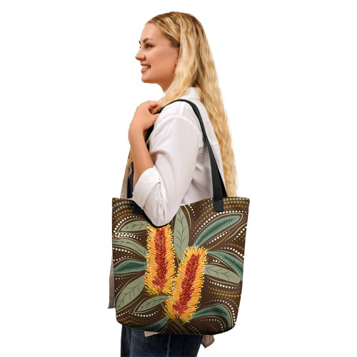 Indigenous Australian Aboriginal Tote Bag Banksia Flameburst Indigenous Australian Aboriginal Tote Bag Banksia Flameburst