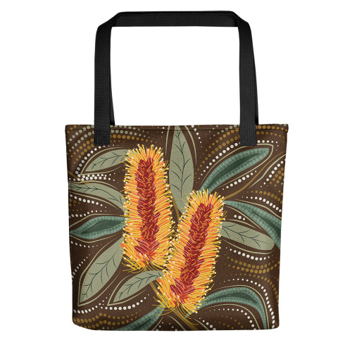Indigenous Australian Aboriginal Tote Bag Banksia Flameburst Indigenous Australian Aboriginal Tote Bag Banksia Flameburst