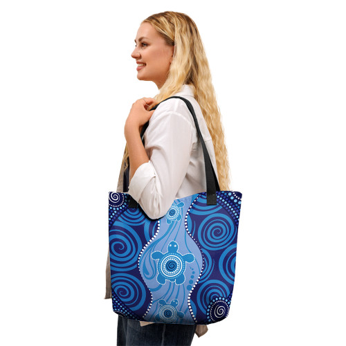 Indigenous Australian Aboriginal Tote Bag Blue Turtle Dreaming Indigenous Australian Aboriginal Tote Bag Blue Turtle Dreaming