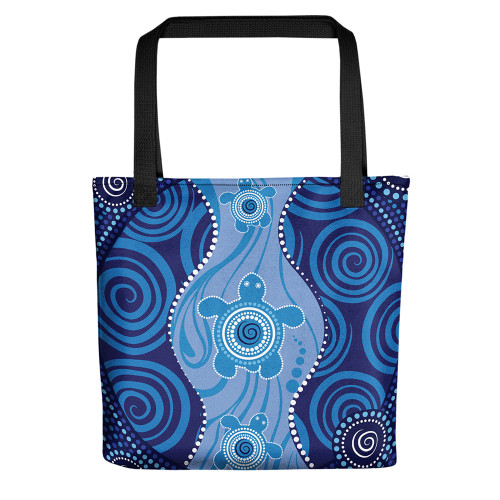 Indigenous Australian Aboriginal Tote Bag Blue Turtle Dreaming Indigenous Australian Aboriginal Tote Bag Blue Turtle Dreaming