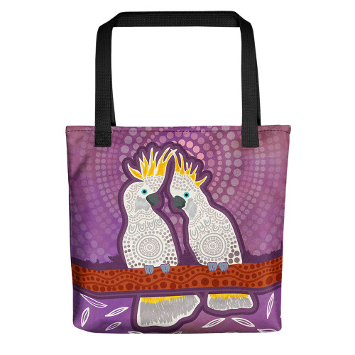 Indigenous Australian Aboriginal Tote Bag Cockatoo Love in the Dreaming Sky Indigenous Australian Aboriginal Tote Bag Cockatoo Love in the Dreaming Sky