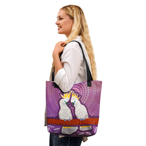 Indigenous Australian Aboriginal Tote Bag Cockatoo Love in the Dreaming Sky Indigenous Australian Aboriginal Tote Bag Cockatoo Love in the Dreaming Sky