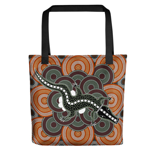 Indigenous Australian Aboriginal Tote Bag Crocodile Dreaming Spirit Indigenous Australian Aboriginal Tote Bag Crocodile Dreaming Spirit