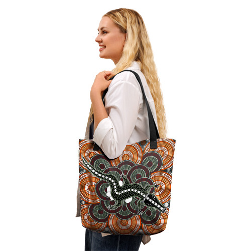Indigenous Australian Aboriginal Tote Bag Crocodile Dreaming Spirit Indigenous Australian Aboriginal Tote Bag Crocodile Dreaming Spirit